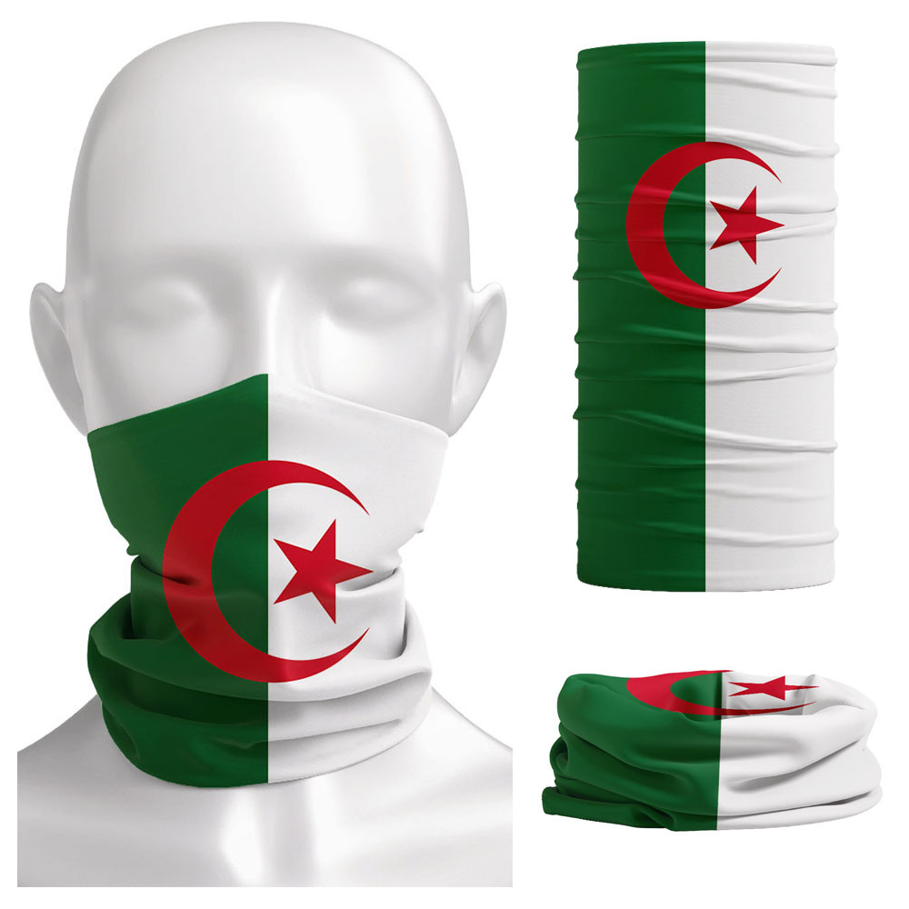 Neck Gaiter Face Cover - Algeria Flag Printed Bandana Headwear Riding