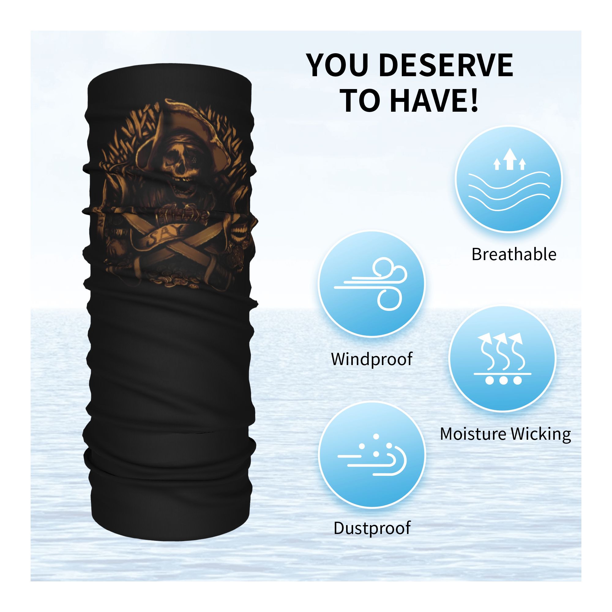 Custom Never Say Die Pirate Sk - đánh giá và giá Neck Gaiter Face Cover